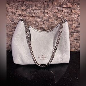 Kate Spade White/Cream Leather Shoulder Bag with Chain Strap EUC